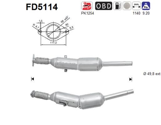 Obrázok Filter sadzí/pevných častíc výfukového systému AS  FD5114