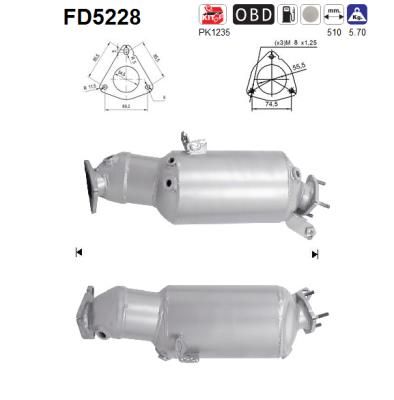 Obrázok Filter sadzí/pevných častíc výfukového systému AS  FD5228