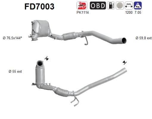 Obrázok Filter sadzí/pevných častíc výfukového systému AS  FD7003