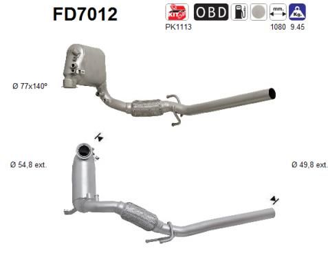 Obrázok Filter sadzí/pevných častíc výfukového systému AS  FD7012