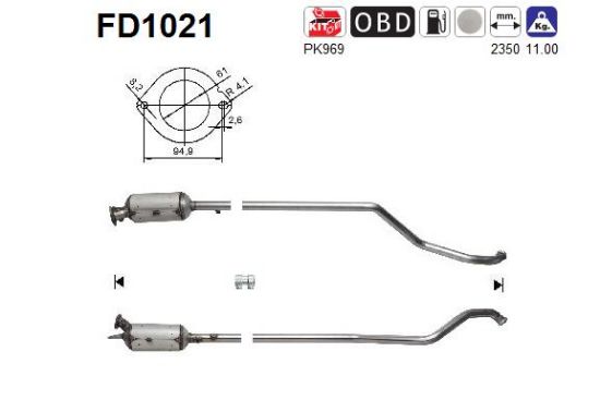 Obrázok Filter sadzí/pevných častíc výfukového systému AS  FD1021