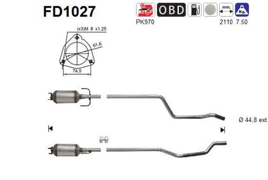 Obrázok Filter sadzí/pevných častíc výfukového systému AS  FD1027