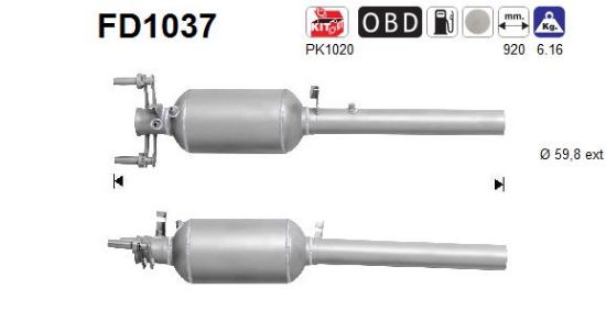 Obrázok Filter sadzí/pevných častíc výfukového systému AS  FD1037