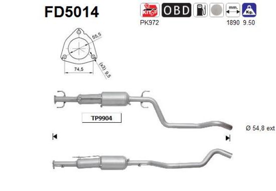 Obrázok Filter sadzí/pevných častíc výfukového systému AS  FD5014