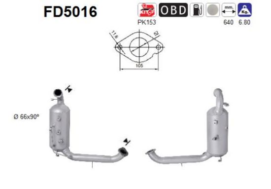 Obrázok Filter sadzí/pevných častíc výfukového systému AS  FD5016