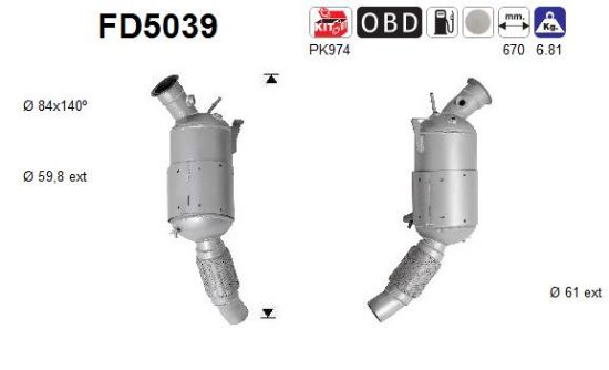 Obrázok Filter sadzí/pevných častíc výfukového systému AS  FD5039