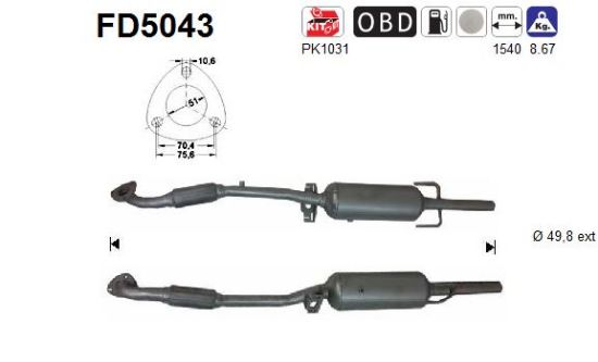 Obrázok Filter sadzí/pevných častíc výfukového systému AS  FD5043