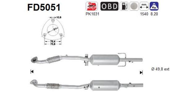 Obrázok Filter sadzí/pevných častíc výfukového systému AS  FD5051