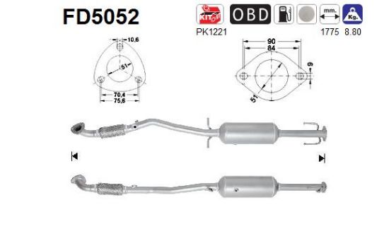 Obrázok Filter sadzí/pevných častíc výfukového systému AS  FD5052