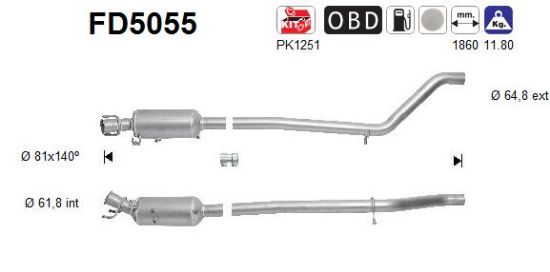 Obrázok Filter sadzí/pevných častíc výfukového systému AS  FD5055