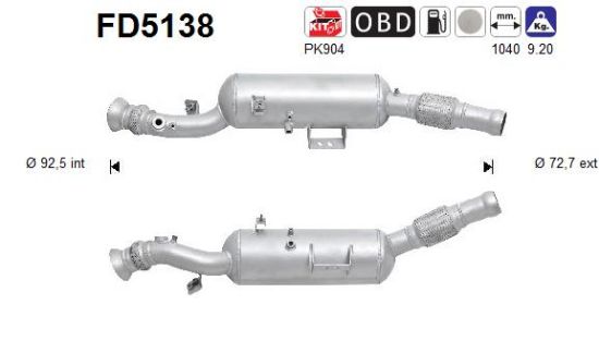 Obrázok Filter sadzí/pevných častíc výfukového systému AS  FD5138