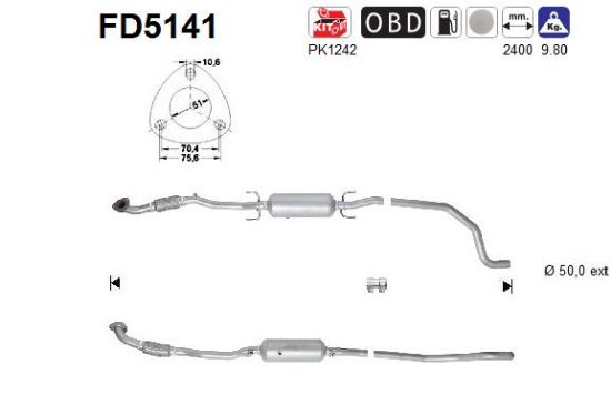Obrázok Filter sadzí/pevných častíc výfukového systému AS  FD5141