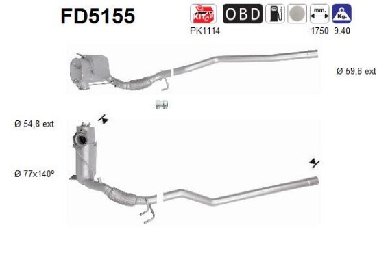 Obrázok Filter sadzí/pevných častíc výfukového systému AS  FD5155