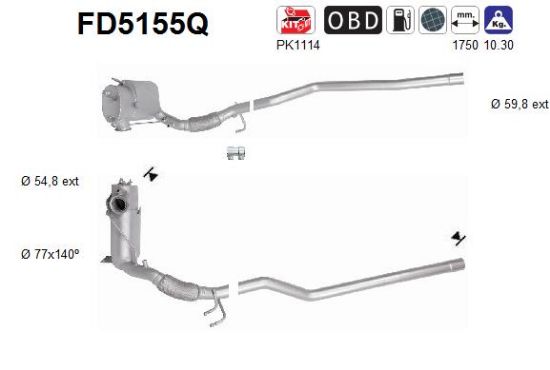 Obrázok Filter sadzí/pevných častíc výfukového systému AS  FD5155Q