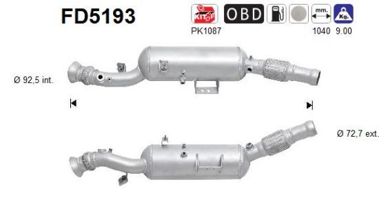 Obrázok Filter sadzí/pevných častíc výfukového systému AS  FD5193