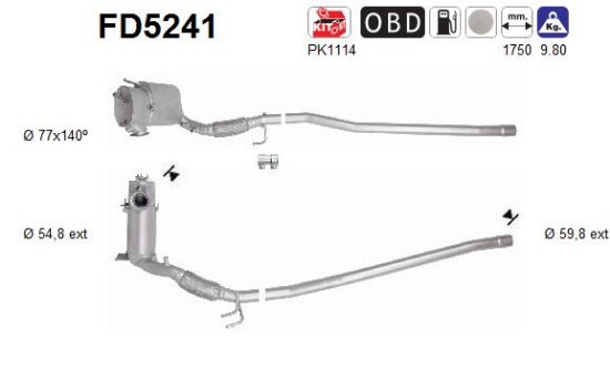 Obrázok Filter sadzí/pevných častíc výfukového systému AS  FD5241
