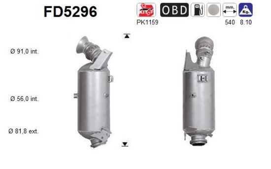 Obrázok Filter sadzí/pevných častíc výfukového systému AS  FD5296
