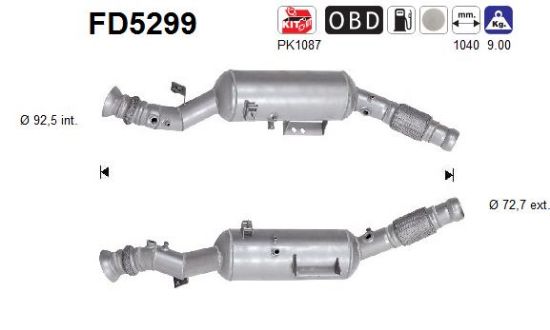 Obrázok Filter sadzí/pevných častíc výfukového systému AS  FD5299