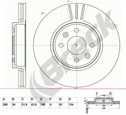 Obrázok Brzdový kotúč BRECK  BR308VA100