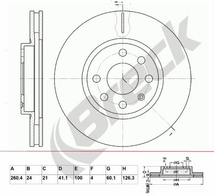 Obrázok Brzdový kotúč BRECK  BR341VA100
