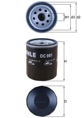 Obrázok Olejový filter MAHLE  OC981