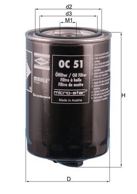 Obrázok Olejový filter MAHLE  OC51OF