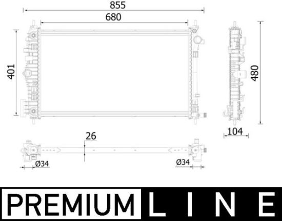 Obrázok Chladič motora MAHLE BEHR *** PREMIUM LINE *** CR2225000P