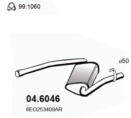 Obrázok Stredný tlmič výfuku ASSO  046046