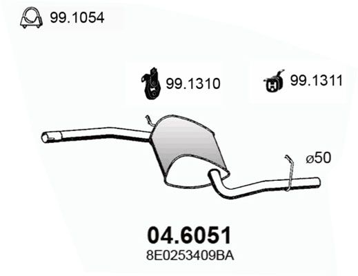 Obrázok Stredný tlmič výfuku ASSO  046051