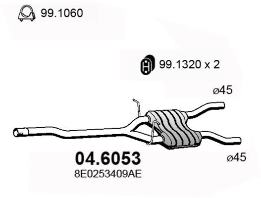 Obrázok Stredný tlmič výfuku ASSO  046053