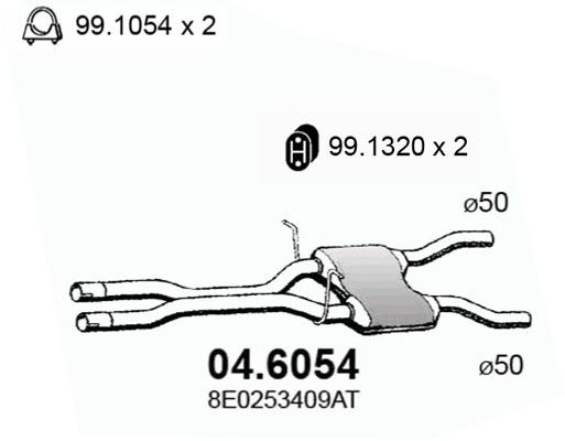Obrázok Stredný tlmič výfuku ASSO  046054