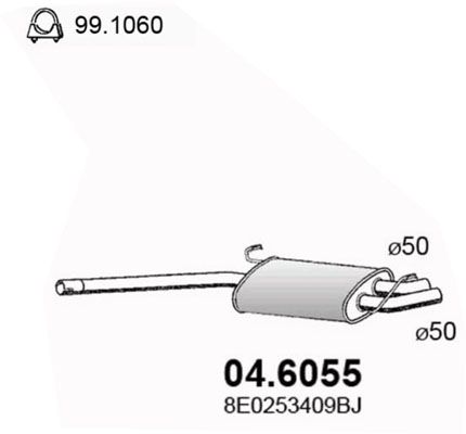 Obrázok Stredný tlmič výfuku ASSO  046055