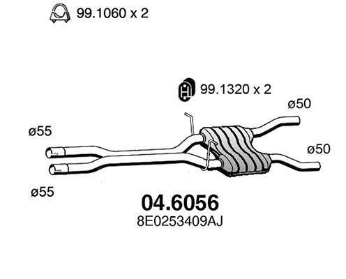 Obrázok Stredný tlmič výfuku ASSO  046056