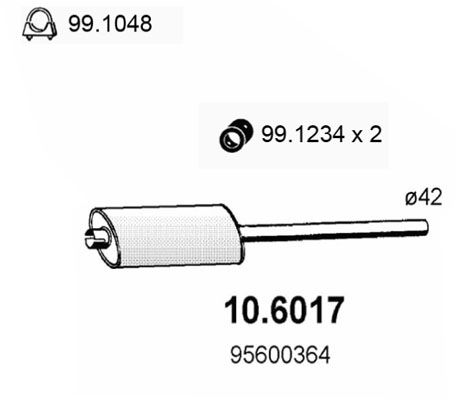 Obrázok Stredný tlmič výfuku ASSO  106017