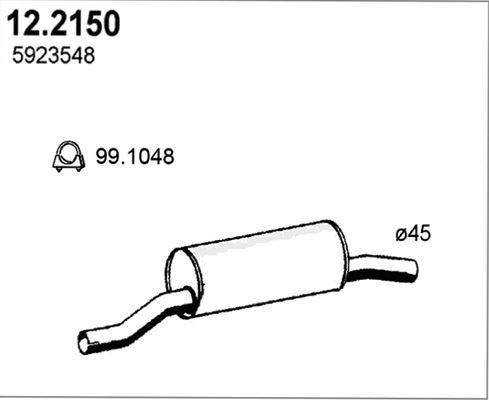 Obrázok Predný tlmič výfuku ASSO  122150