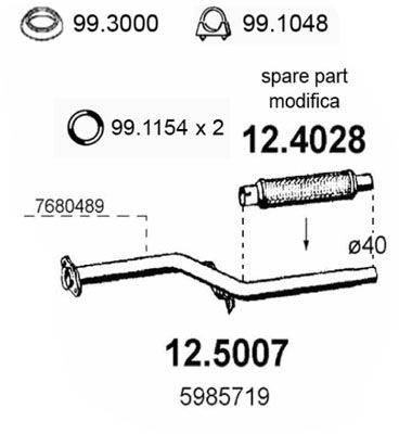 Obrázok Výfukové potrubie ASSO  125007