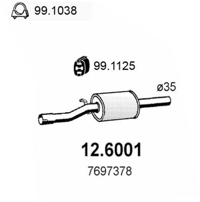Obrázok Stredný tlmič výfuku ASSO  126001