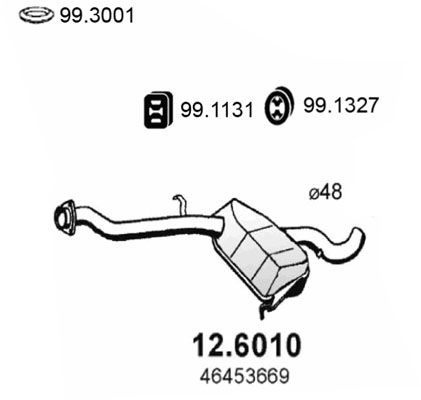 Obrázok Stredný tlmič výfuku ASSO  126010