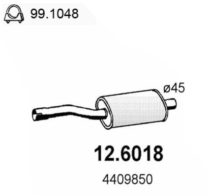 Obrázok Stredný tlmič výfuku ASSO  126018