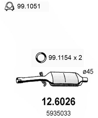 Obrázok Stredný tlmič výfuku ASSO  126026