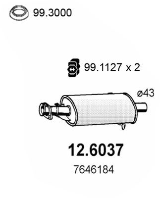Obrázok Stredný tlmič výfuku ASSO  126037