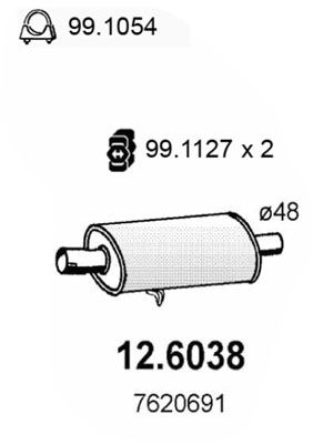 Obrázok Stredný tlmič výfuku ASSO  126038