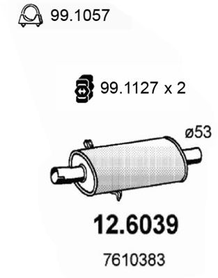 Obrázok Stredný tlmič výfuku ASSO  126039