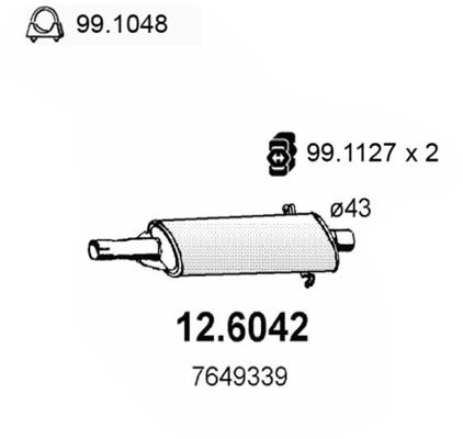 Obrázok Stredný tlmič výfuku ASSO  126042
