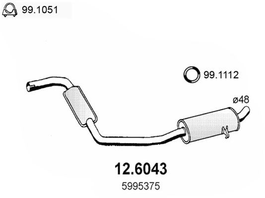 Obrázok Stredný tlmič výfuku ASSO  126043