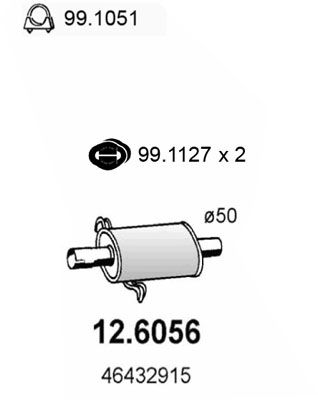 Obrázok Stredný tlmič výfuku ASSO  126056