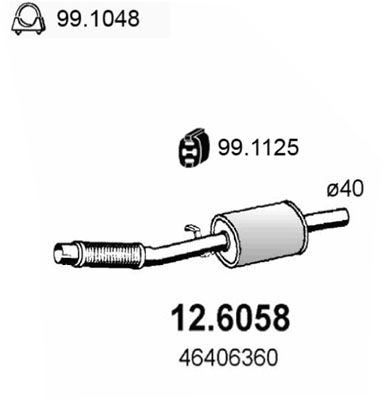 Obrázok Stredný tlmič výfuku ASSO  126058
