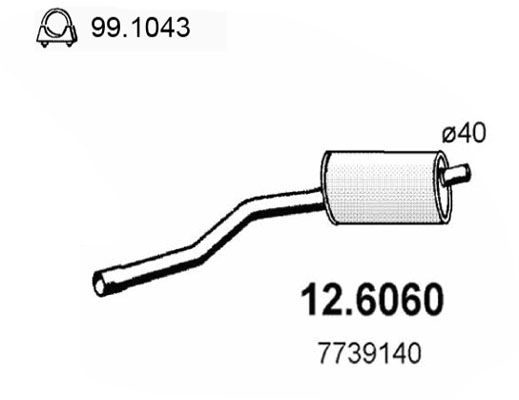 Obrázok Stredný tlmič výfuku ASSO  126060