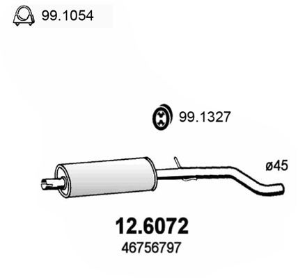 Obrázok Stredný tlmič výfuku ASSO  126072