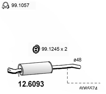 Obrázok Stredný tlmič výfuku ASSO  126093